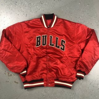 Vintage Starter Nba Chicago Bulls Red Satin Jacket Men 