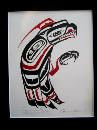 Northwest Coast Art - Kwagiutl Red Crowned Hawk - Painting