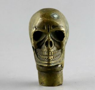 Collect China Antique Bronze Hand - Carved Vicious Skull Unique Exorcism Statue