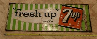 Rare Large Vintage 1950’s 7Up Soda Pop Store - 11 3/4 x 30 Inches Advertising Sign 2