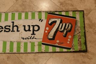 Rare Large Vintage 1950’s 7Up Soda Pop Store - 11 3/4 x 30 Inches Advertising Sign 3
