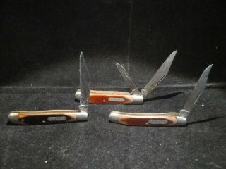 Group Of Three (3),  Small,  Vintage Old Timer/shrade U.  S.  A.  Pocket Knives