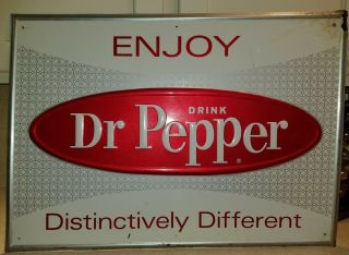 Vintage Enjoy Drink Dr.  Pepper Metal Sign 28 " X 20 " Distinctively Different
