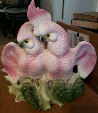 Vintage Maddux Of California Pink Cockatoo Birds Tv Lamp Tropical