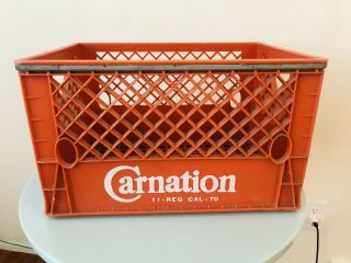 Vintage Carnation Plastic Milk Bottle Box Crate Advertising
