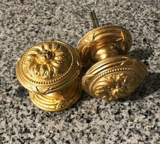 Sherle Wagner Gold Plated Vintage Door Knob Ribbon And Reed