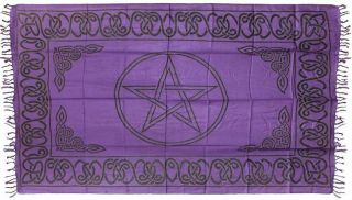 Pentagram Altar Cloth / Sarong,  Purple: 44 " X 72 " (rayon,  Washable) Pentacle
