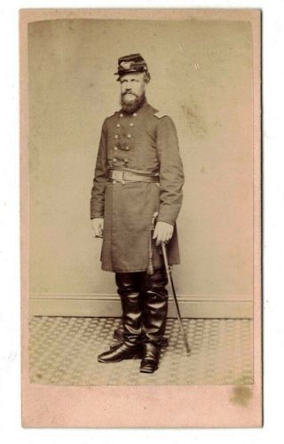 Vtg Civil War Cdv Lieut Col William S Lincoln 34th Mass Infantry Worcester Mass