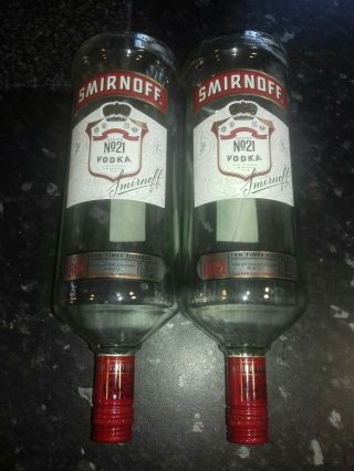 2 X Empty Smirnoff Vodka 1.  5 Litre Optic Bottle With Lid