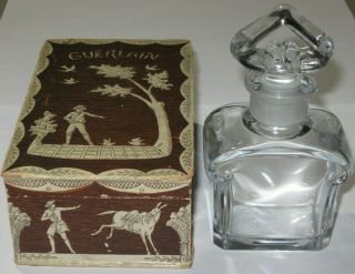 Vintage Guerlain Cristal Nancy Glass Perfume Bottle/box Mitsouko 4 3/4 " - 1930s