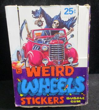 1980 Topps Weird Wheel Stickers Box (35) Packs - Box In Poor Shape