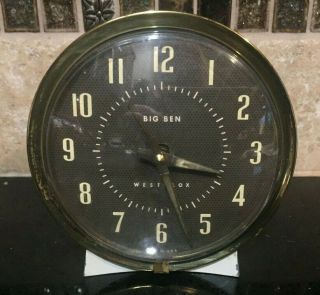 Vintage Westclox Big Ben Wind - Up Alarm Clock Black Face -