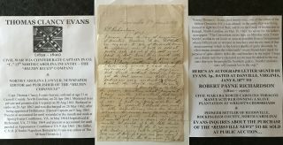 Civil War Wia Confederate Captain 13th North Carolina Infantry Letter Signed Vg