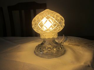 Vintage Diamond Cut Crystal Boudoir Table Lamp