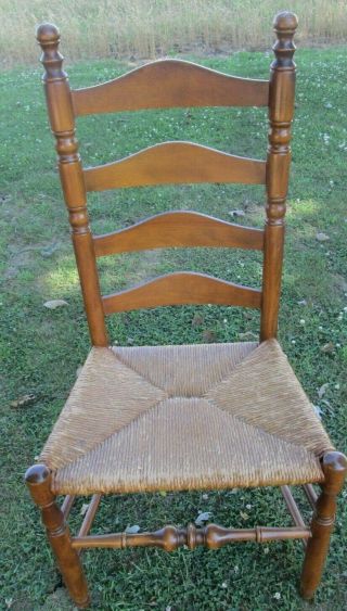 2 Antique Vintage French Country Ladder Back Rush Seat Chair