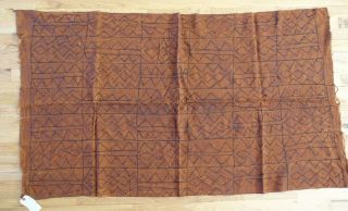 Big 60 " X 34 " Mali African Pattern Handmade Dark Brown / Black Mud Cloth Fabric