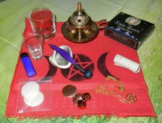 Limited Space? Small Wicca Altar Set Cloth Censer Incense Wand,  Bell More
