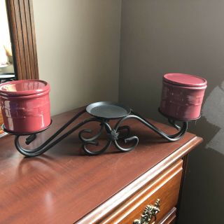 Longaberger Wrought Iron Stand With 2 Pottery Jars