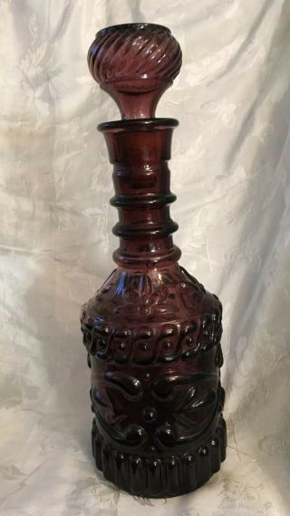 Vintage Jim Beam Purple Amethyst Glass Liquor Whiskey Decanter With Stopper