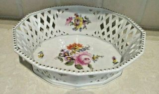 Antique German Nymphenburg China Porcelain Reticulated Bowl
