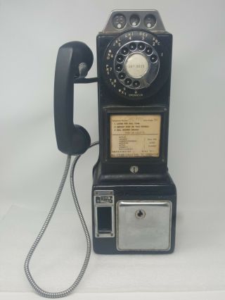 Vintage Automatic Electric Company Pay Phone 3 Coin Slot Rotary Dial Lpb - 82 - 55