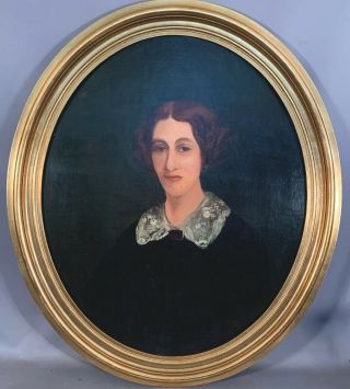 19thc Antique Victorian Era Lady Portrait Old Haunted House Spooky Oil Painting