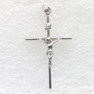 Signed Esemco Vintage 14k White Gold Crucifix Cross Pendant Charm Religious