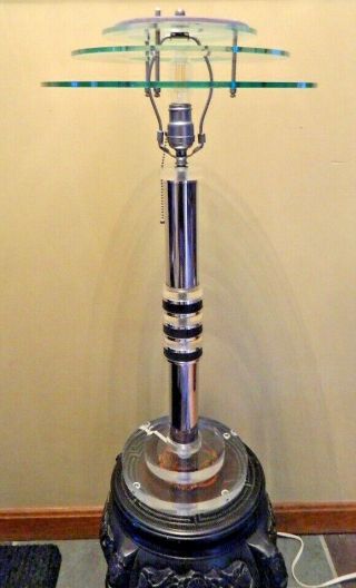 Mid Century Modern Rare Chrome And Lucite Table Lamp With Lucite Base And Shade