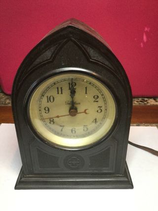 Vintage Antique Warren Telechron Co.  Cathedral Mantle Clock - For Repair