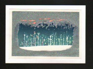 Joichi Hoshi Japanese Woodblock Print White Forest