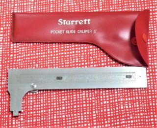 Vintage Starrett No 1025 6 " Stainless Steel Pocket Slide Caliper W Case