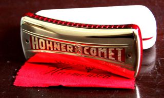 Vintage Harmonica Hohner Comet 3427 Double - Sided Octave Key C/g Germany 1950 