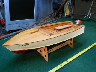 Vintage Toy Boat Model Wood Toy Electric Motor Japan Old Early