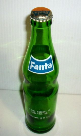 Vintage 1960 ' s Green Fanta 10 oz.  Soda Pop Bottle & Cap Coca Cola Canada Nrmnt 3