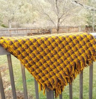 Vintage Pendleton Wool Blanket Houndstooth Pattern Throw 1960s 2