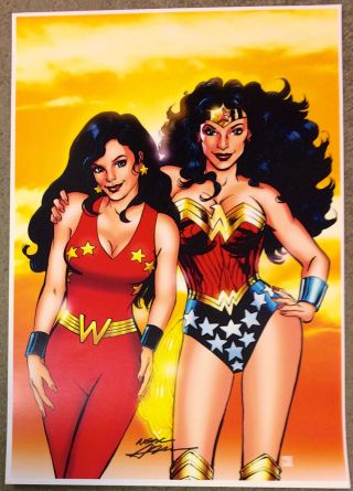 13x19 Neal Adams Signed Dc Comics Hero Art Print Wonder Woman Wonder Girl