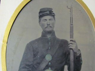Armed Civil War Soldier Full Plate Tintype Photograph