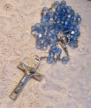 Vintage Our Lady of Lourdes relic CROSS Rosary Italy 22 