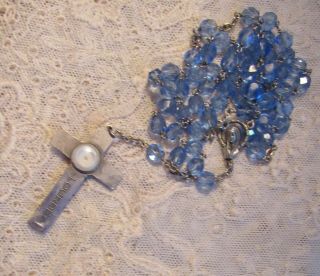 Vintage Our Lady of Lourdes relic CROSS Rosary Italy 22 