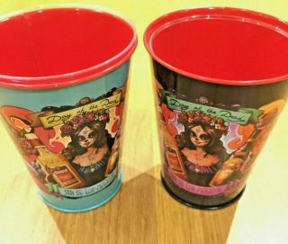 2 X Kahlua Olmeca Tequila Day Of The Dead Tin Drinking Cups