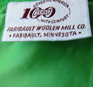 2 Faribo 100 Wool Camp Blankets Green 93x82 