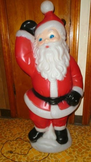 Vintage Carolina Blow Mold Santa Waving General Foam Light Christmas Decor 40 "