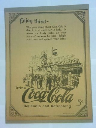 Vintage Early 1900s Coca Cola Coke Soda Newspaper Clipping Ad Storefront Street