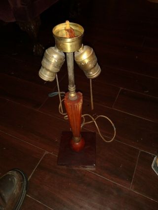 Vintage 1930s Butterscotch & Bakelite And Bronze Art Deco Lamp Nr