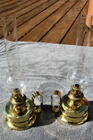 Vintage Gaudard Wall - Mount Brass Oil Lamps Made In France & Wales -