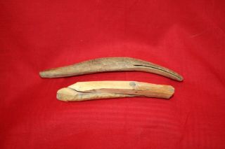 Pair Eskimo Inuit Etching Knife Handles St.  Lawrence Island Alaska Artifact