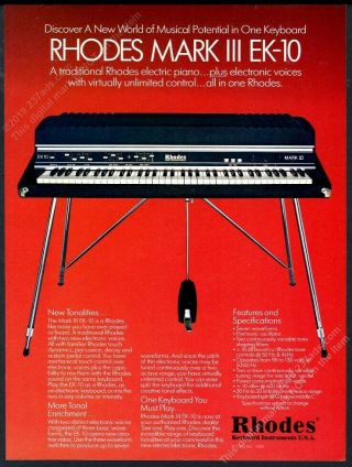 1981 Rhodes Mark Iii Ek - 10 Electric Piano Photo Vintage Print Ad