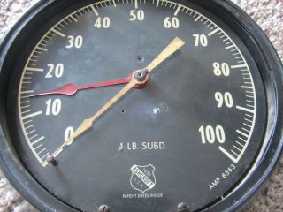 SteamPunk Vintage Ashcroft Pressure Gauge,  1850 USA,  100 PSI Large 10.  5 