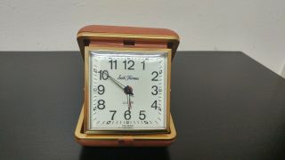 Vintage Wind Up Alarm Travel Clock By Seth Thomas In Fold Up Case.