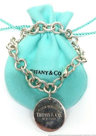Vintage Sterling Silver Please Return To Tiffany Designer Bracelet W Pouch
